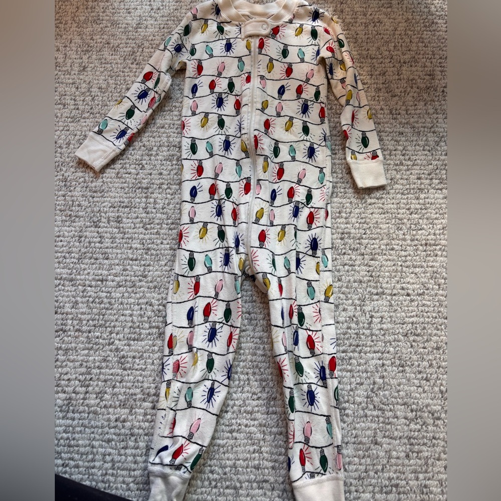 Hanna Andersson bright bulbs. Baby zip onesie. Size 3T.